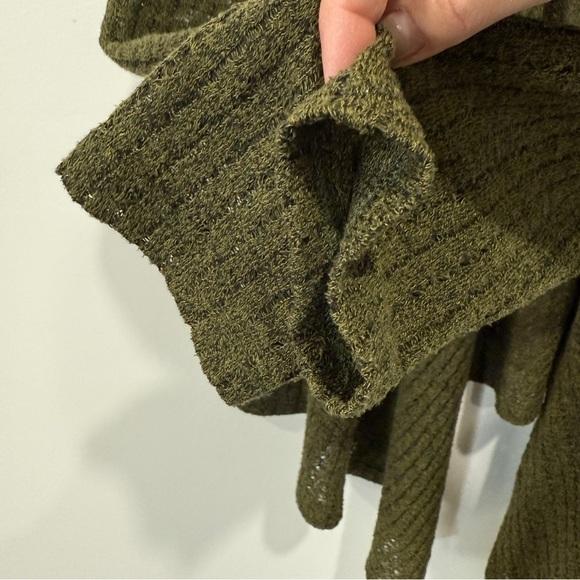 Olive Green Women's Open Knit Cardigan Size L - Picture 6 of 15